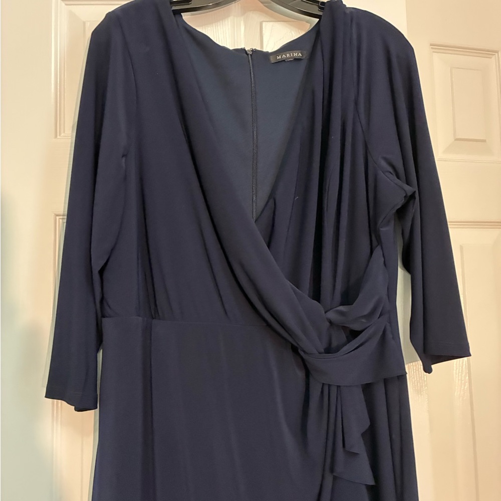 MARINA Elegant Navy Long Sleeve Dress